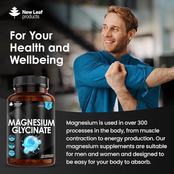New leaf Magnesium Glycinate (1040mg+208mg)- 120 Capsules(2 months supply) - Image 3