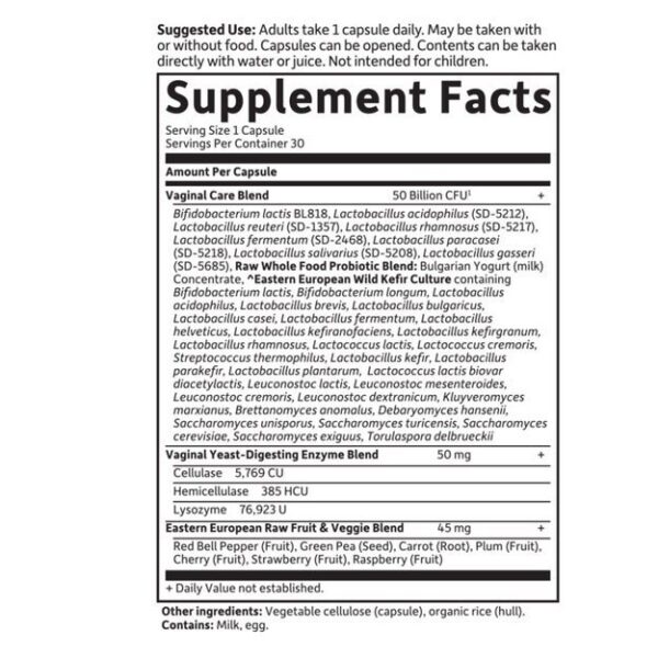 Garden of life Raw Probiotics Vaginal Care Shelf-Stable  -30 Capsules - Image 2