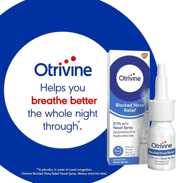 Otrivine Adult 0.1% Decongestant Nasal Spray and Blocked Nose Relief- 10ml - Image 3