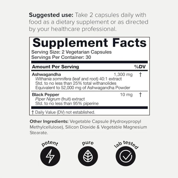 Toniiq 52,000mg 40x Concentrated Extract - 25% Withanolides - Ultra High Strength Ashwagandha (2 months supply)- 60 Capsules - Image 4