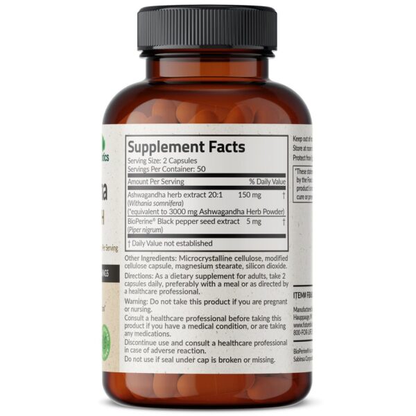 Futurebiotics Ashwagandha Extra Strength 3000mg (3 months supply) - 100 Capsules - Image 2
