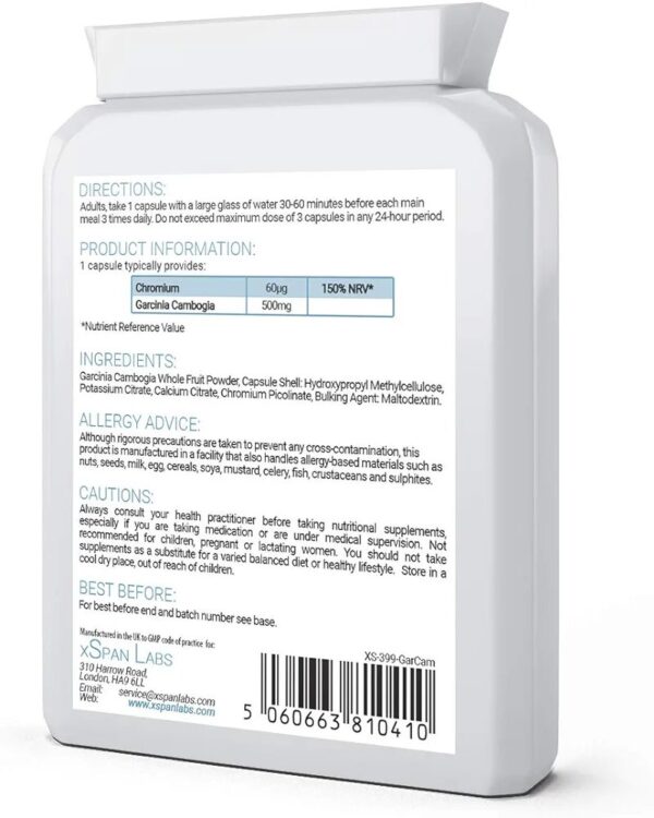 Xspan Labs Garcinia Cambogia 500mg Daily Dosage –with Added Chromium Picolinate for Rapid Absorption- 90 Capsules - Image 3