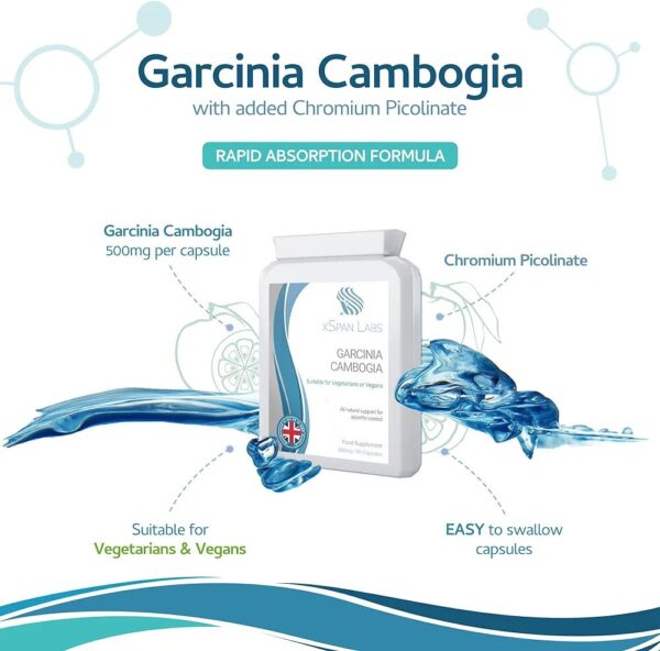 Xspan Labs Garcinia Cambogia 500mg Daily Dosage –with Added Chromium Picolinate for Rapid Absorption- 90 Capsules - Image 2